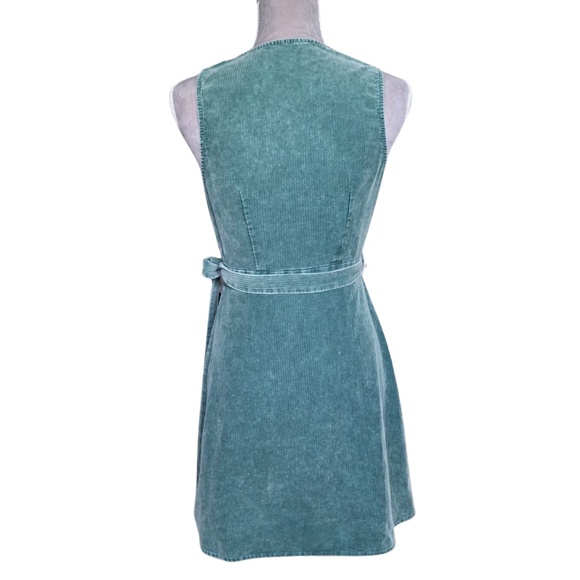 Sadie & Sage Sleeveless Green Wrap Dress S 100% Cotton V-Neck Vintage Inspired - Picture 2 of 8